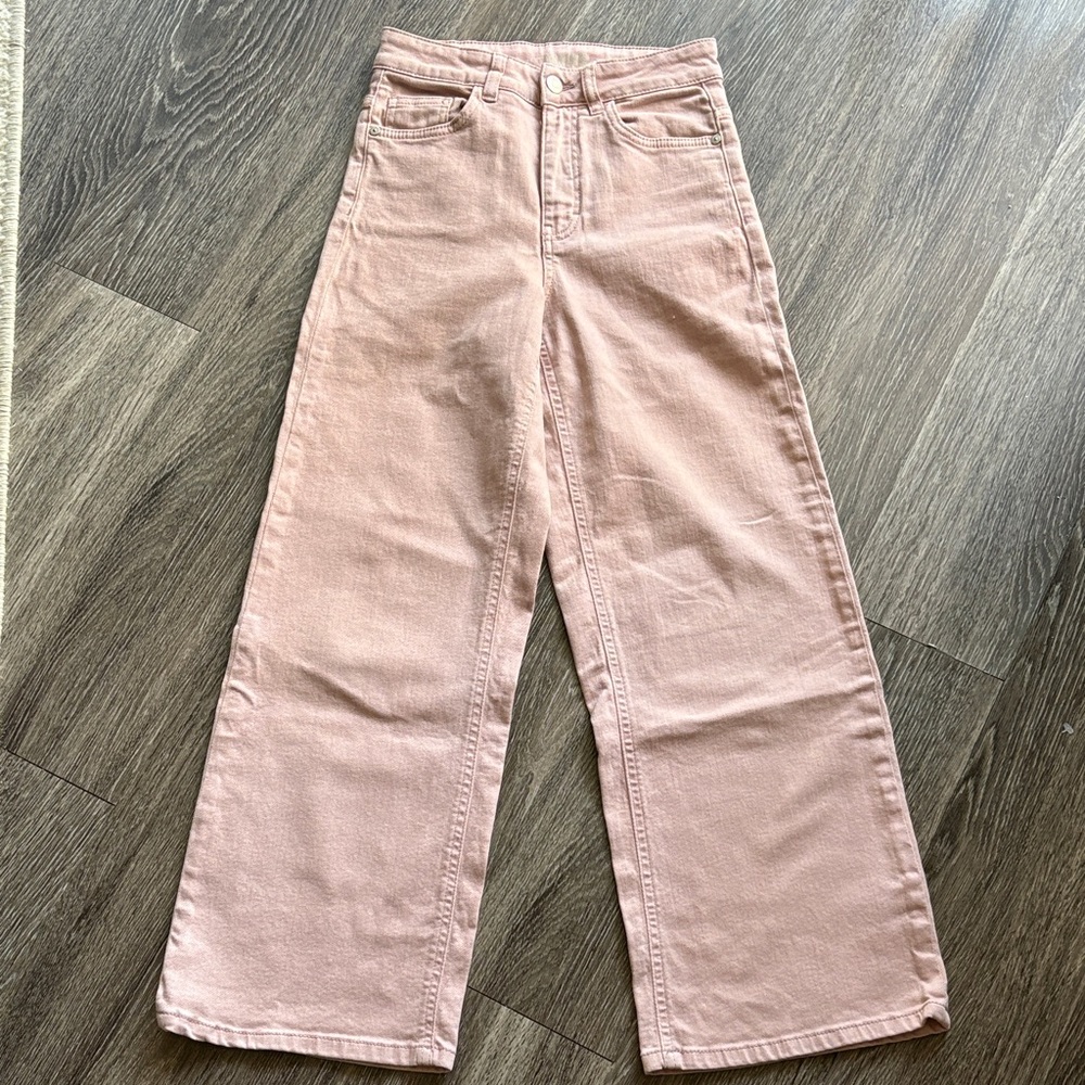 Blush Pink High-Rise Wide Leg Jeans